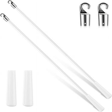 ERDOUY 2 pieces with alloy hooks and handles, white vertical louver rotating rod, curtain rod, window tilt rod, accessories curtain door curtain (17 inches)