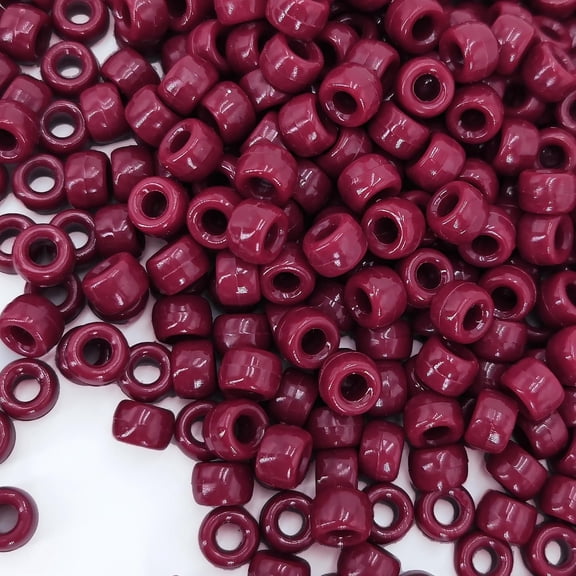 SELIVO 1200PCS 6x9mm Maroon Pony Beads Bulk,Kandi Beads for Bracelets Making Kit,Hair Braids Crafts for Jewelry Making Maroon Pony Beads (Maroon)
