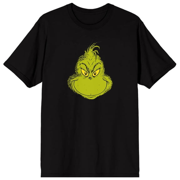 The Grinch Smiling Men's Black Crew Neck Short Sleeve T-Shirt-XS