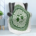 thumbnail image 4 of Celtic Soft Flannel Fleece Throw Blanket, Illustration of Celtic Tree of Life on a Green Circle with Frieze, Cozy Plush for Indoor and Outdoor Use, 50" x 60", Fern Green Dark Teal, by Ambesonne, 4 of 5