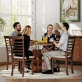 thumbnail image 2 of Demi Bonn 37" Wooden Dining Chairs Set of 4, Farmhouse Upholstered Kitchen Chairs with Rubber Wood Frame for Home, Dining Room, Brown, 2 of 7