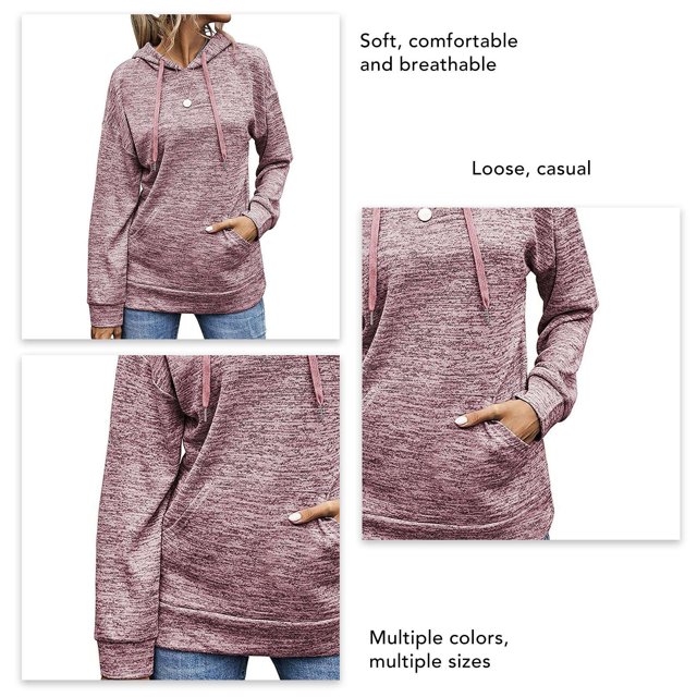 Sudadera con capucha de manga larga para mujer, informal, cómoda, con bolsillo, para ir de compras a casa