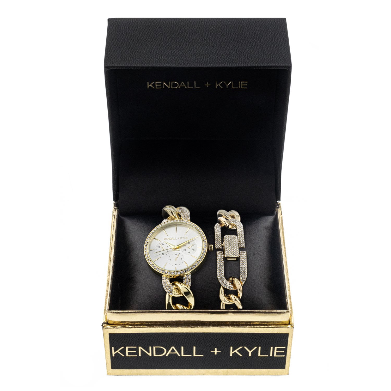 Kendall + Kylie Large Open-Link Gold Toned Metal Chronograph 