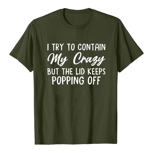 J'essaie de Contenir Ma Folle Mode Féminine Hauts Été Col Rond Manches Courtes Imprimé T-shirt Blouse Décontractée