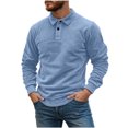 thumbnail image 2 of Fengqque Long Sleeve Polo Shirts for Men Classic Button Golf Shirt Casual Collared thermal Work Pullover Tops Navy L, 2 of 7