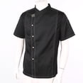 thumbnail image 3 of Riismen Men Women Chef Coats Professional Chef Jacket Kitchen Restaurant Hotel Cooking Working Black Short Sleeve XXL, 3 of 7