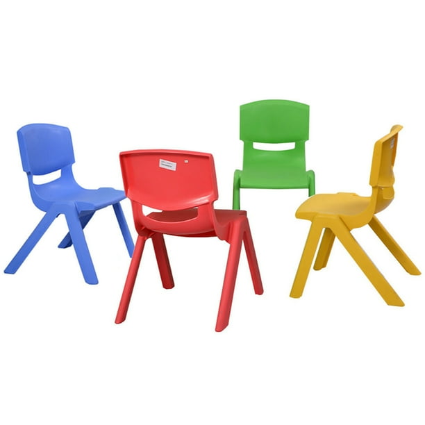 Costway Set of 4 Kids Plastic Chairs Stackable Play and Learn Furniture Colorful Walmart