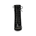 thumbnail image 2 of BLISSFUL STEP Women's Ankle Boots Stiletto Heel Peep Toe Lace Up Side Zip Faux Leather Booties Black 7, 2 of 8