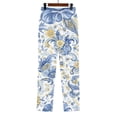 thumbnail image 4 of kaondbfi Women's Linen Printed Casual Pants Summer Lightweight Elastic Waist Beach Vacation Trousers with Pockets, 4 of 9