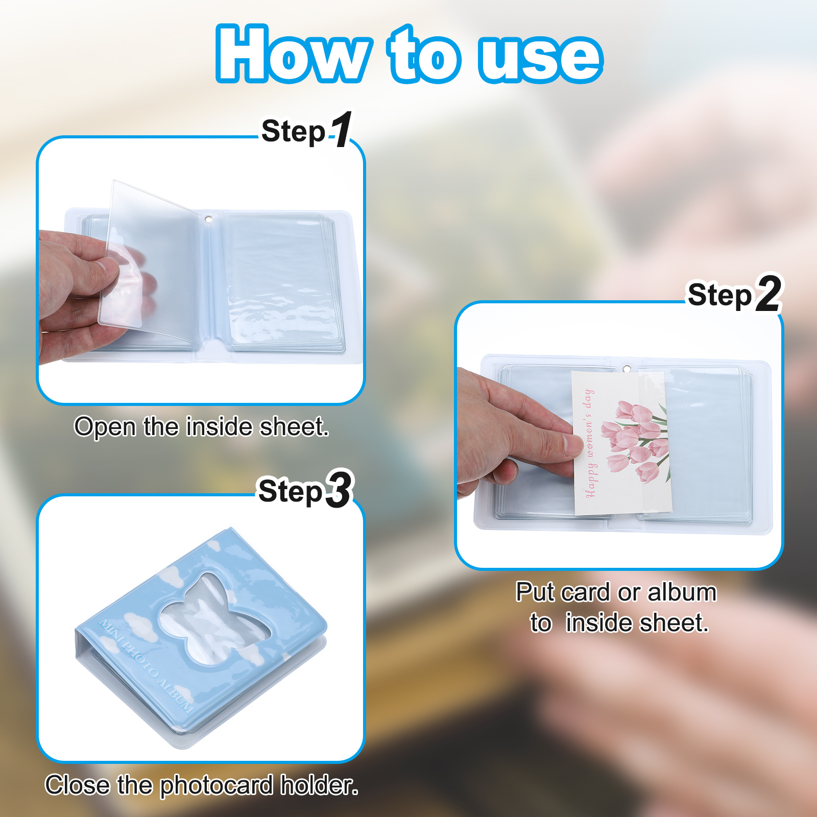 Unique Bargains Mini Photocard Binder Butterfly Hollow Album for Cards Storage Pink