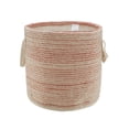 thumbnail image 6 of LR Home Textured Stripe Round Cotton 19" Storage Basket with Handles, Coral/White, 6 of 9
