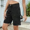 thumbnail image 5 of Vintage Knee Length Baggy Jorts with Pockets Cargo Shorts for Women High Waisted Y2k Streetwear Fashion Black Grey XL, 5 of 9