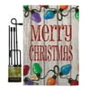 Bright Merry Christmas Winter Impressions Decorative Vertical 13  x 18.5  Double Sided Garden Flag Set Metal Pole Hardware