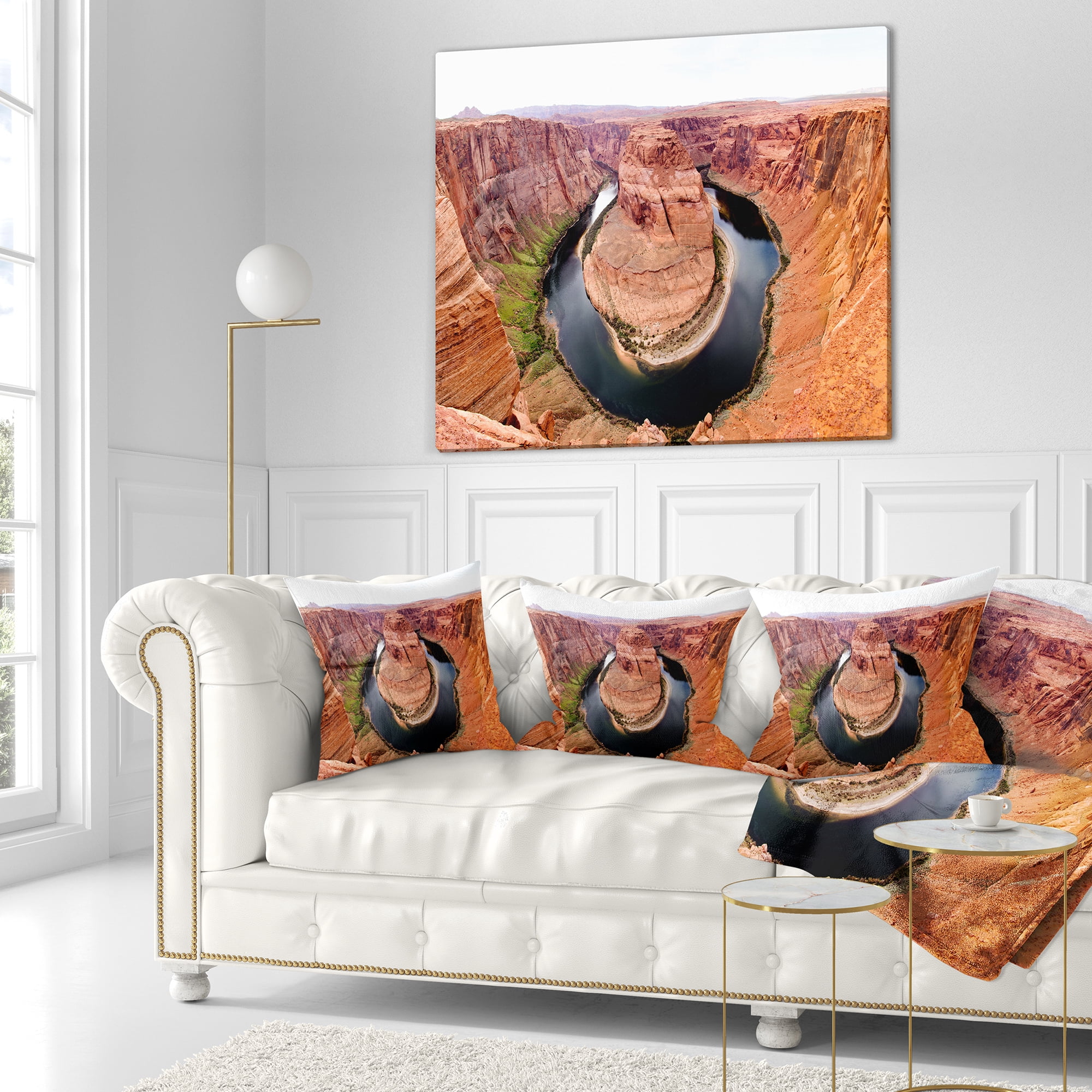Designart Horse Show at Grand Canyon - Landscape Photography Throw Pillow - 16x16