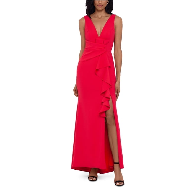 Betsy & Adam Womens Ruffle Gown Dress pink 6