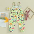 thumbnail image 3 of Bagilaanoe Toddler Baby Girl Easter Jumpsuit Sleeveless Floral Print Romper Overalls 6M 12M 18M 24M 3T Kids Long Pants Summer Clothes, 3 of 6