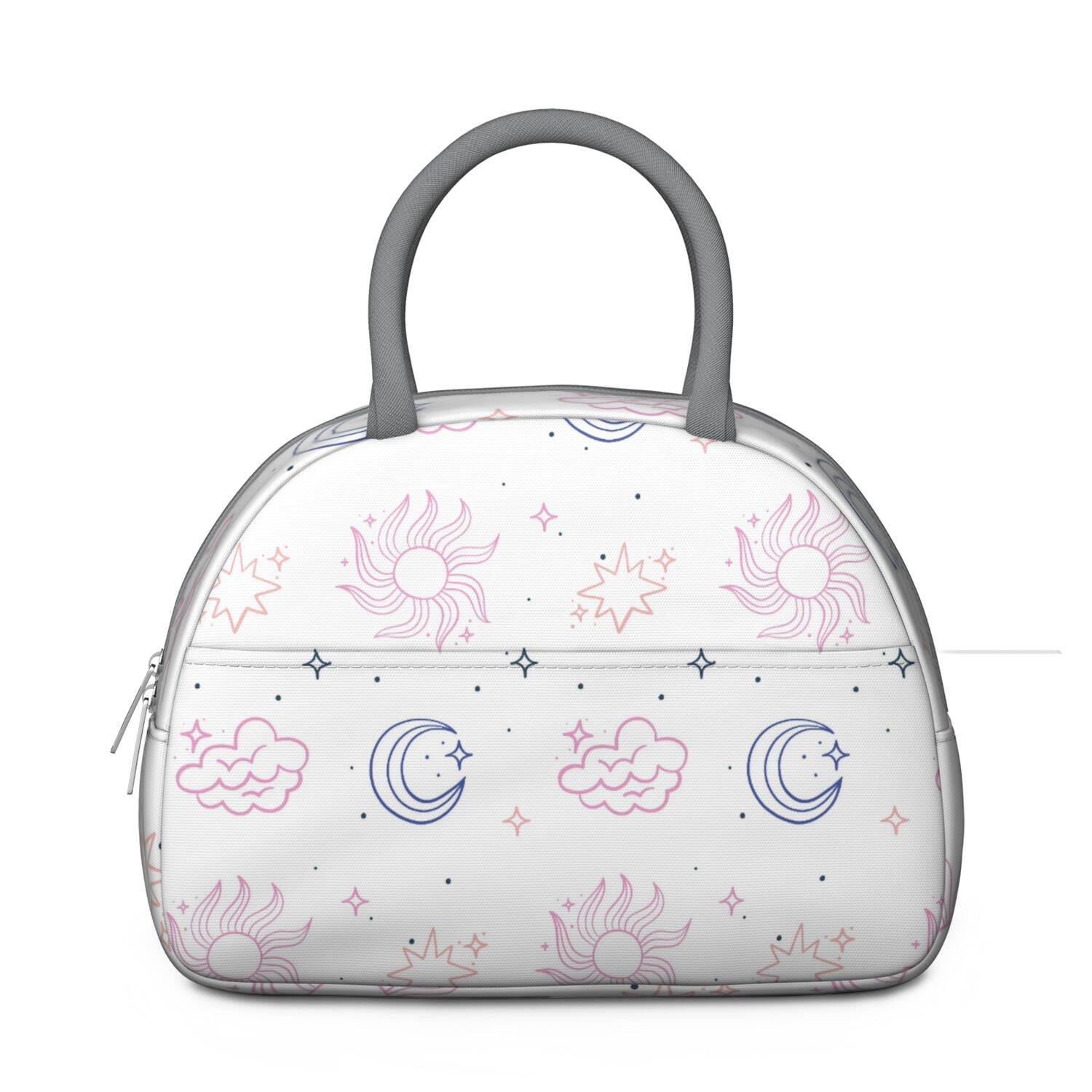 Witchy Spiritual Lunch Bag for Women, Gothic Sun and Moon Pattern with Starry Sky Print, Leakproof Thermal Tote for Work, Travel, or Meal Prep