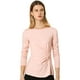 thumbnail image 1 of Blusa básica de manga larga con cuello redondo y frente giratorio para mujer Rosa L, 1 of 6
