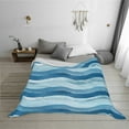 thumbnail image 2 of YFYANG Lightweight Warm Flannel Blanket, Blue Abstract Watercolor Waves Throw Blanket for Bed, Sofa, Travel, Camping, 60"x50", 2 of 7