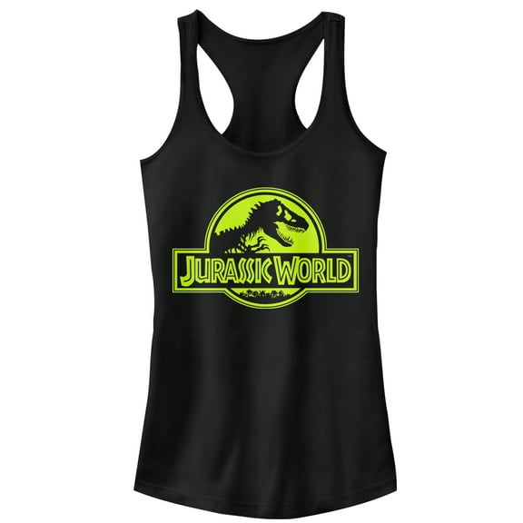 Junior's Jurassic World Retro T. Rex Logo  Racerback Tank Top Black X Large