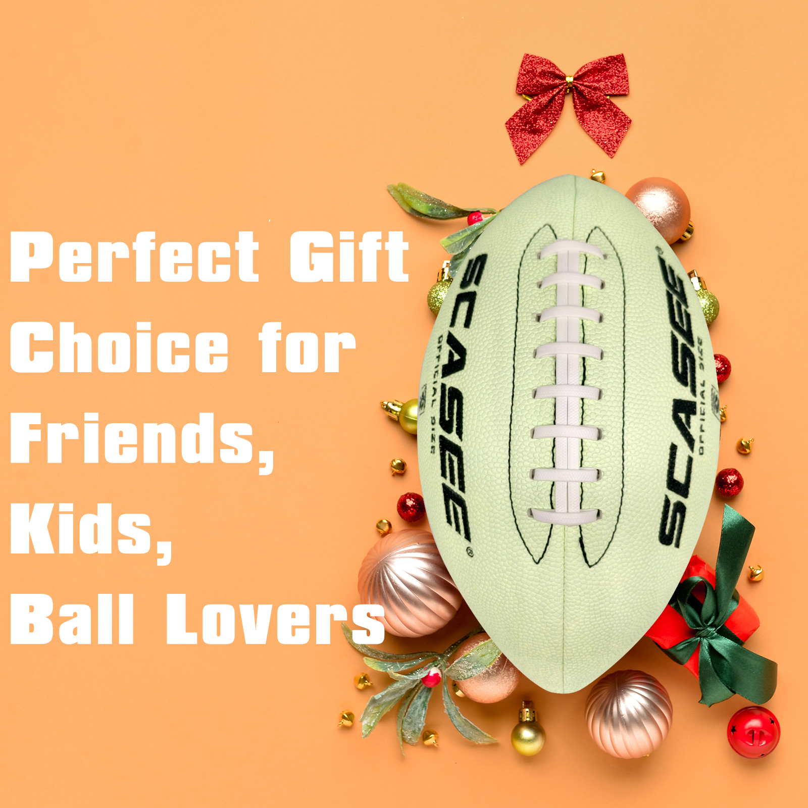 Football Glow in The Dark - Green Light Up Footballs Official Size 9 - Glowing Leather Night Ball Gift for Teen Boys Girls Men and Women - Outdoor Indoor Traning Balls