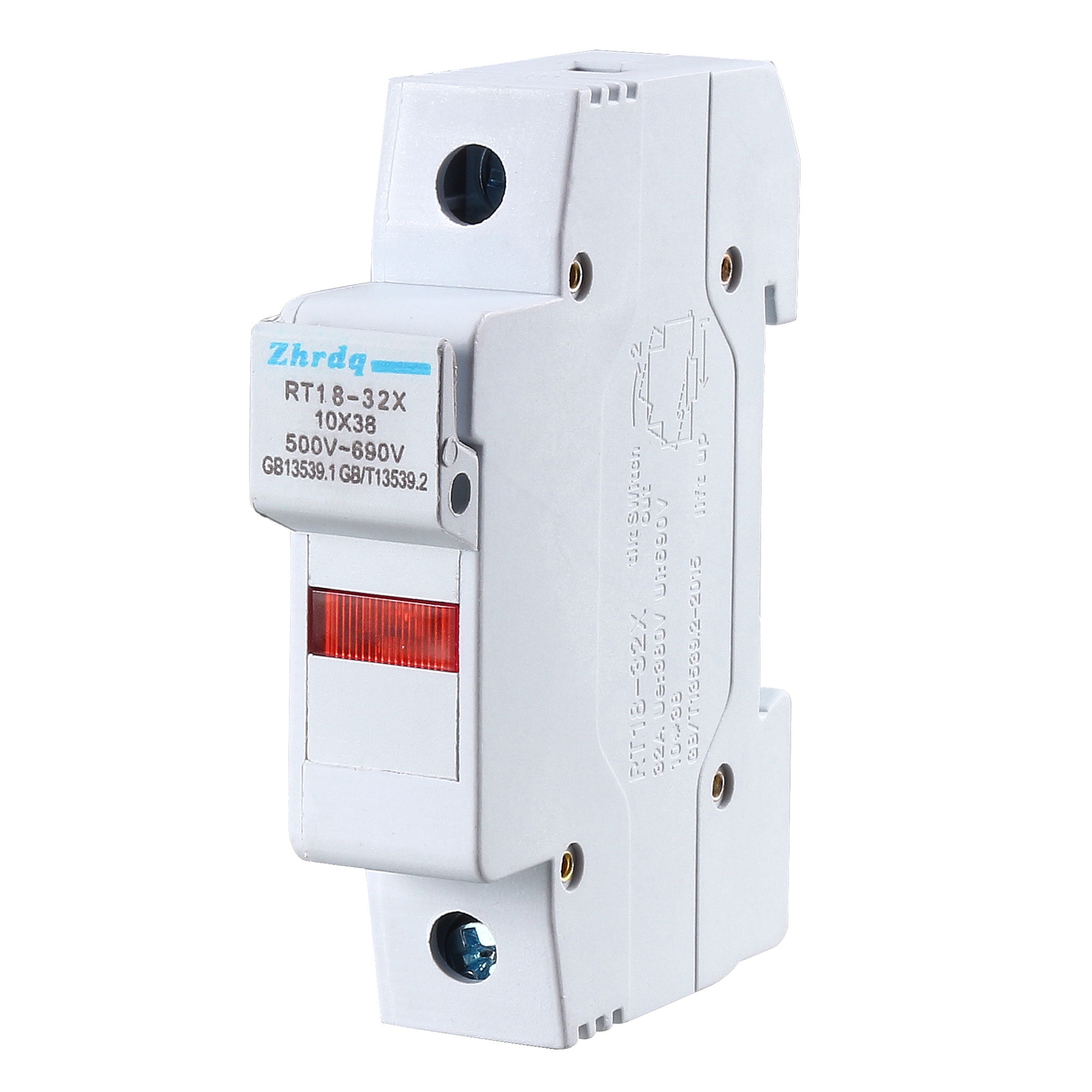 DIN Rail Mount Fuse Holder Single Pole RT1832 10mmx38mm with Indicator