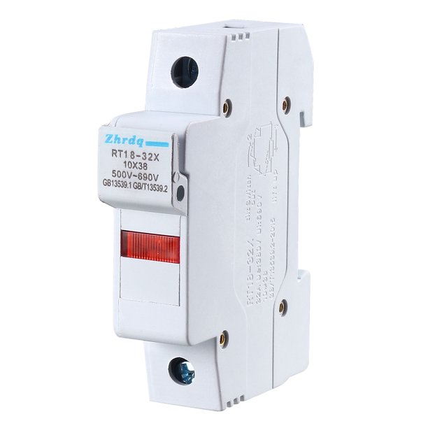 DIN Rail Mount Fuse Holder Single Pole RT1832 10mmx38mm with Indicator