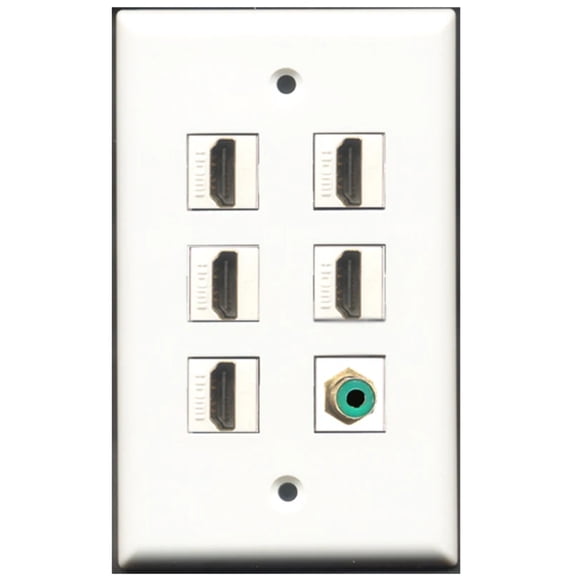 Ultra Spec Cables 5 Port HDMI 1 RCA Green Wall Plate