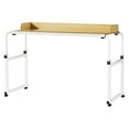 thumbnail image 2 of Trendix King Queen Bed Table on Wheels Overbed Desk Laptop Desk Laptop Cart with Wheels Over Bed Desk Height Adjustable Overbed Table with Wheels, Table Rim Baffle (Wooden, 120x50cm), 2 of 7