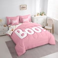 thumbnail image 4 of Manfei Girly Pink Halloween Bedding Comforter Set 7 Pieces for Kid, Kawaii Boo Full Bedding Set, Cute Princess Cartoon Reversible Fitted Sheet Flat Sheet, Super Cozy Room Decor, 4 of 8