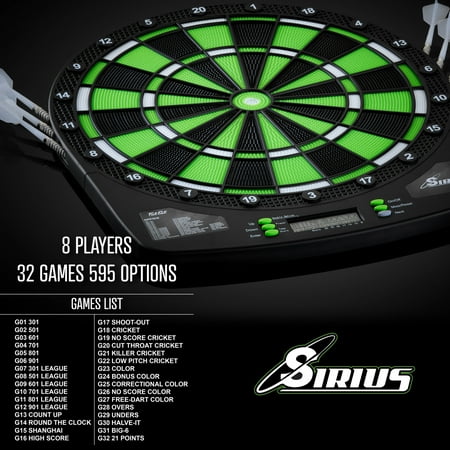 Fat Cat Sirius 13.5" Electronic Dartboard - Black