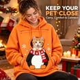 thumbnail image 2 of Women Christmas Sweatshirts Pet Pouch Hoodie Drop Shoulde Kangaroo Xmas Cartoon Graphic Carry Sweatshirt With Front Pet Carrier Pocket Orange L, 2 of 4