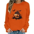 thumbnail image 5 of Kaliqueen Halloween Sweatshirts for Women Spooky Season Funny Long Sleeve Graphic Crewneck Pullover Tops Loose Fit Holiday Outfits with Multi Print, 5 of 6