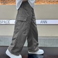 thumbnail image 5 of Gyexs Boys Cargo Pants Pull On Elastic Waist Wide Leg Baggy Sweatpants Athletic Hiking, 5 of 5
