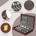 thumbnail image 7 of Mahogany Wood Silverware Storage Box,Silverware Case Flatware Chest with Felt Lined,Flatware Storage Box for 12 sets of Utensils,Silverware Chest without Silverware,Silverware Organizer with Lid, 7 of 7