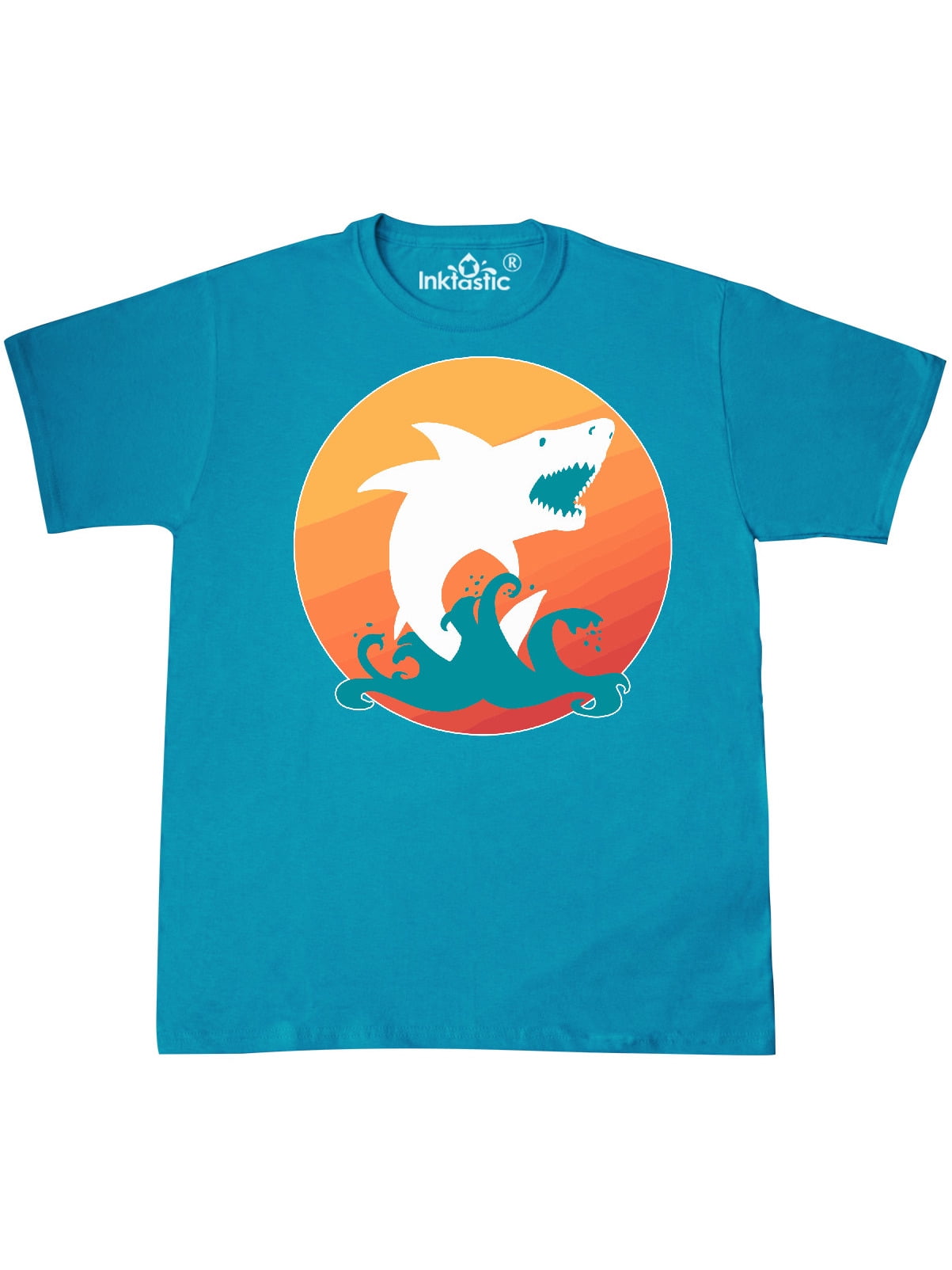 INKtastic - Inktastic Shark with Orange Sunset Adult T-Shirt Male ...