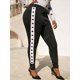 thumbnail image 2 of Contraste el lado del ojal más talla pantalones flacos Rosegal Pantalones de talla grande, 2 of 5