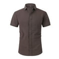 thumbnail image 4 of Oalirro Men Short Sleeve Polyester Turndown collar Pocket Mens Tshirts Graphic Dark Gray L, 4 of 4