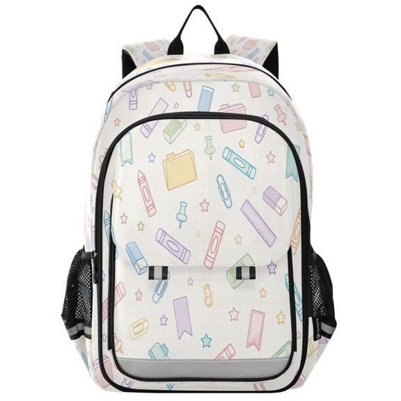 School Backpack for Teens 17L Lightweight Bookbag with Reflective Strips Cute Fun Pattern