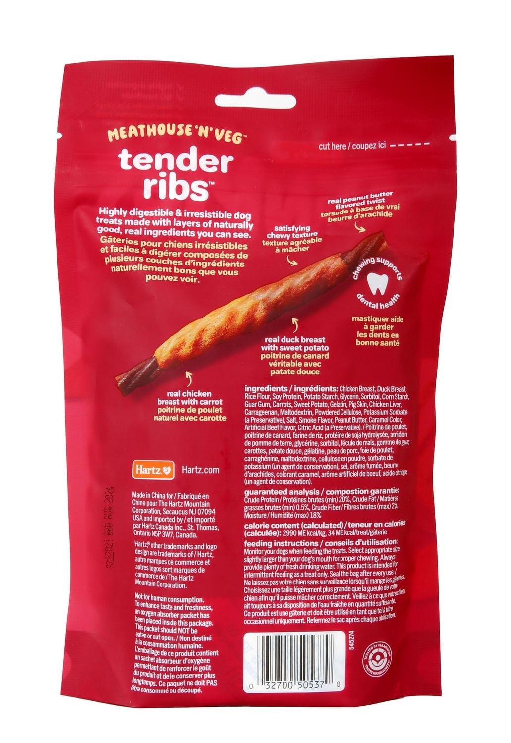 Côtes levées Oinkies Meathouse N'Veg 20pk Poulet, Canard, Légumes, Beurre De Cacahuète