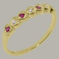 thumbnail image 2 of LBG British Made 10k Yellow Gold Cultured Pearl & Ruby Womens Eternity Ring - 33 size options - Size 9.25, 2 of 9