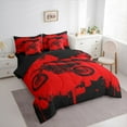 thumbnail image 3 of jejeloiu Dirt Bike Bedding Comforter Set 7-Piece,Outdoor Extreme Sport King Bedding Sets,Red Black Bed Sheets Teens,Ultra Soft Home Decor Reversible, 3 of 8