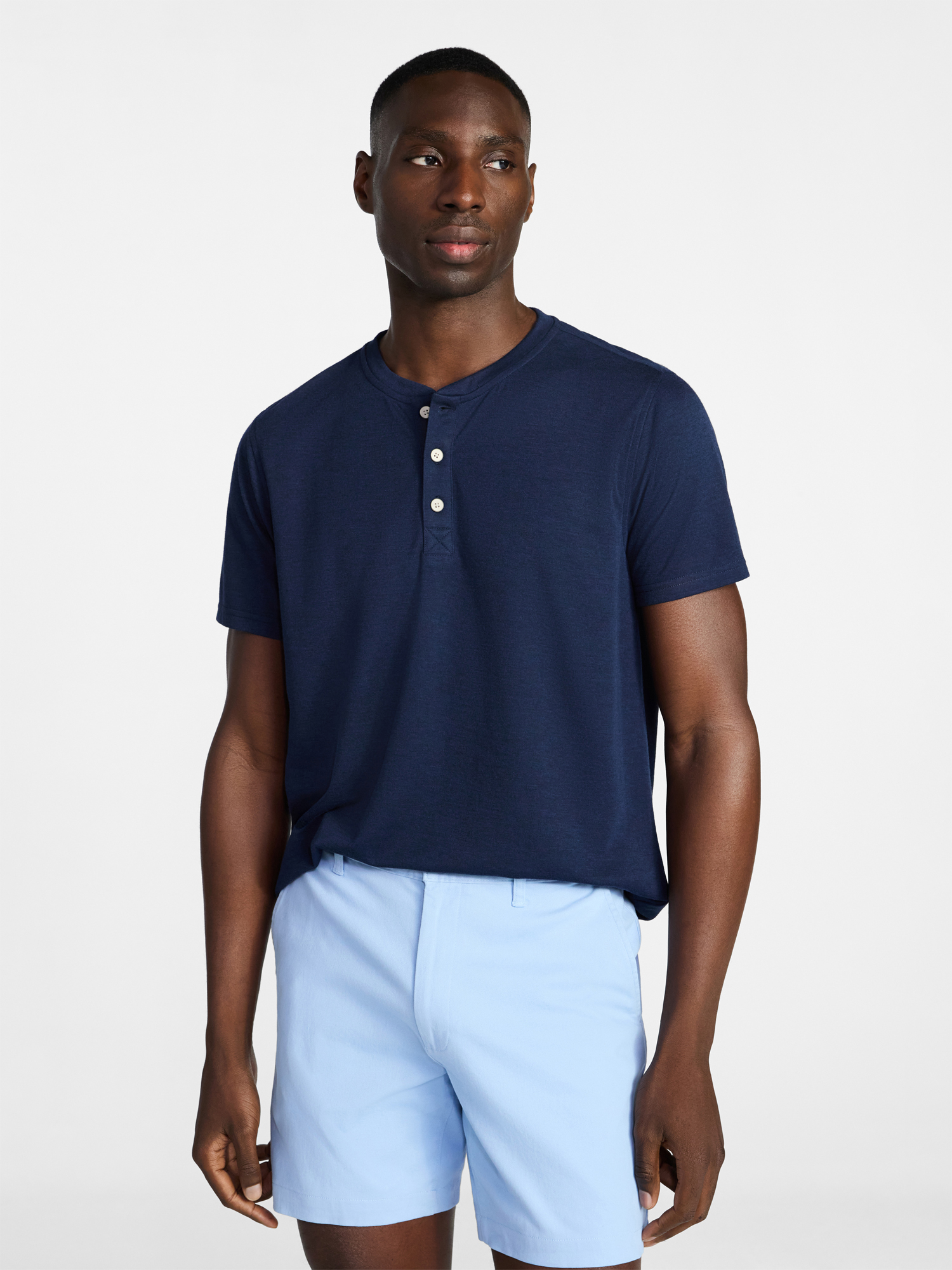 George Men's & Big Men's Relaxed Fit Knit Cloth Henley Shirt with Short Sleeves, Sizes XS-5XL