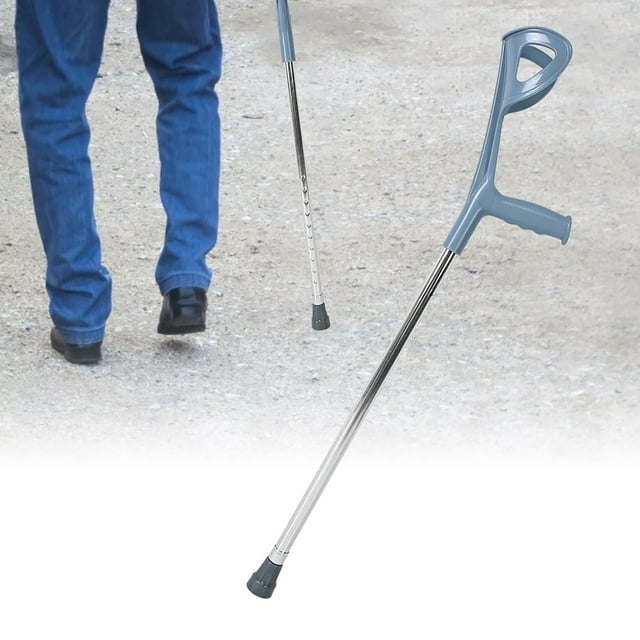 Adjustable Height, Lightweight Elbow Forearm Crutch Walking Stick Cane with ABS Handle, Non Slip Foot Pads for People with Mobility Problems