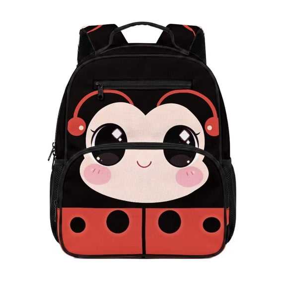 Jeiento Cute Ladybug Toddler Backpack for Girls 2-5, 13.5 Inch Preschool School Bag, Lightweight Kids Backpack for Daycare with Compartments