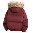 thumbnail image 4 of Zedker Men's Winter Warm Coat Puffer Jacket Waterproof Insulation Hooded Jacket with Detachable Faux Fur Hood Black Red XXXL, 4 of 6