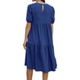 thumbnail image 6 of HUBERY Women Floral Print Crew Neck Short Puff Sleeve Ruffled Keyhole Back Midi Dress, 6 of 6