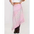 thumbnail image 2 of Pink Patchwork Asymmetrical Midi Skirt With Floral And Gingham Print Flowy Lightweight Vintage Style, 2 of 4