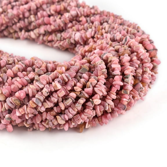 QNAVIC Natural Pink Rhodochrosite Gemstone Beads Nugget Chips Drilled Stone Chakra Healing Crystals DIY Jewelry Making Wholesale Bulk Loose Supply Strand 33 inch (1 Strand)