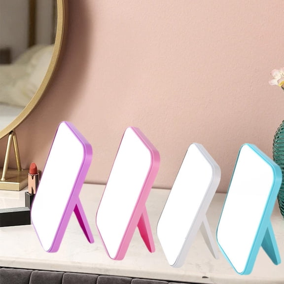 Desktop Mirror with Foldable Stand, Portable Glass Vanity Mirror for Dressing Table, Travel, Bedroom, and Dormitory, Pink (1 Pc)